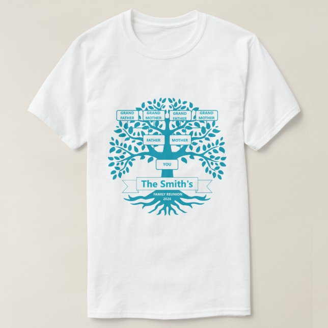 Familjeåterförening T-Shirt med Anpassningsbar Fam (Design framsida)