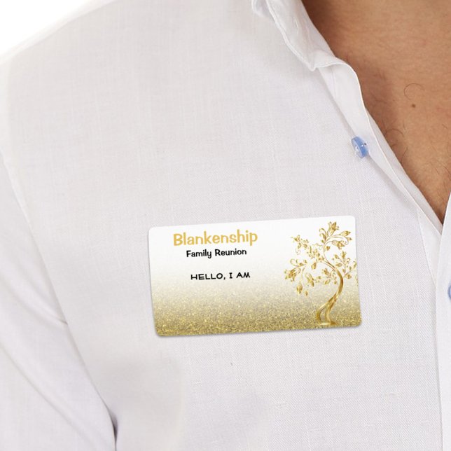 Familjeåterförening Träd Art Guld Glitter Namn bri Fraktsedel (Skapare uppladdad)