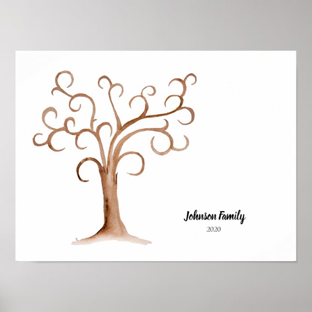 Familjeåterförening Träd Fingerprint Poster (Framsidan)