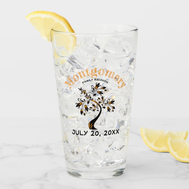 Familjeåterförening Trendig Orange Black Träd Glaskopp (Framsida Ice)