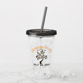 Familjeåterförening Trendig Orange Black Träd Take Away Mugg