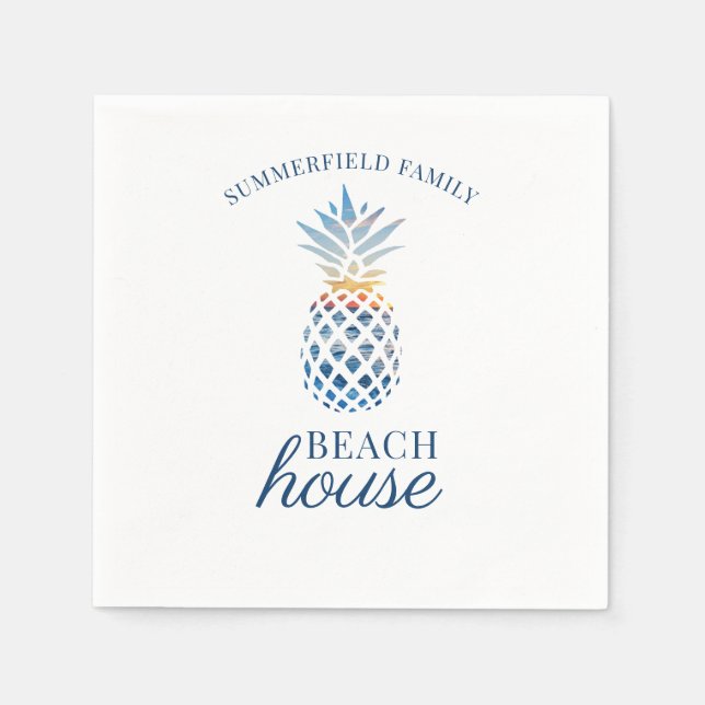 Familjeåterförening Tropical Pineapple Nautical An Pappersservett (Framsidan)