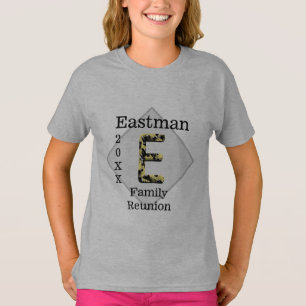 Familjeåterförening Unik Guld Black Brev E Monogra T Shirt