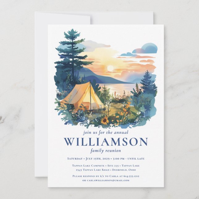 Familjeåterförening Vattenfärgsutomhuscampingplats Inbjudningar (Framsida)