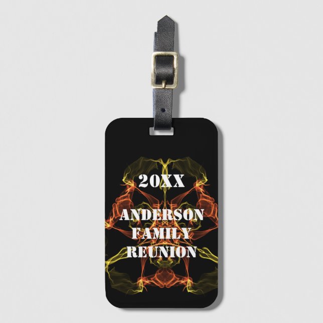 Familjeåterförening Vivid Gult Orange Celestial Ev Bagagebricka (Framsida vertikal)