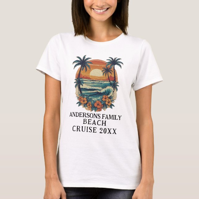 Familjeåterföreningen Beach Vacation Tropical Hand T Shirt (Framsida)