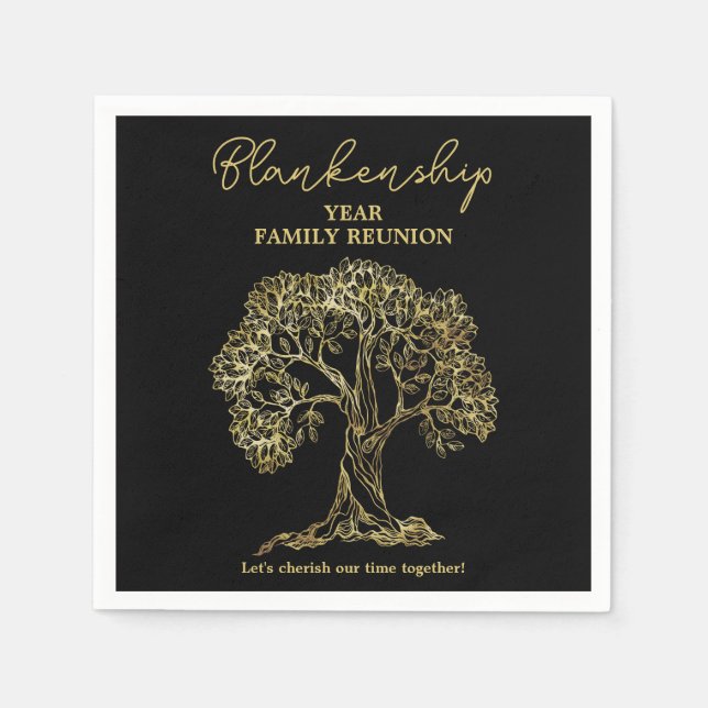 Familjeåterföreningen guld Träd Party Essential Pappersservett (Framsidan)