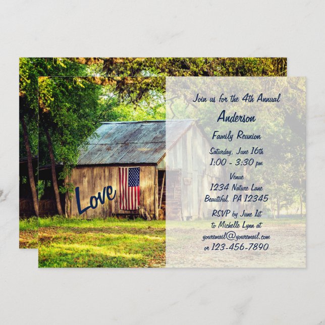 Familjeåterföreningen Land Barn Flagga Inbjudningar (Fram/baksida)