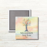 Familjeåterföreningsfamiljen Träd Magnet<br><div class="desc">Dessa färgstarka familjerättermagneter dekoreras med en mosaikfamilj träd i regnbågens färg på en vattenfärgsbakgrund. Anpassa dem med din familj namn och året. Använda alternativet Anpassa ytterligare om du vill ändra texten storlekt, stil eller färg om du vill. Eftersom vi skapar vår egen teckning kommer du inte att hitta just den...</div>