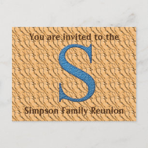 Familjeåterföreningsinbjudan Blue Brev S Monogram Vykort