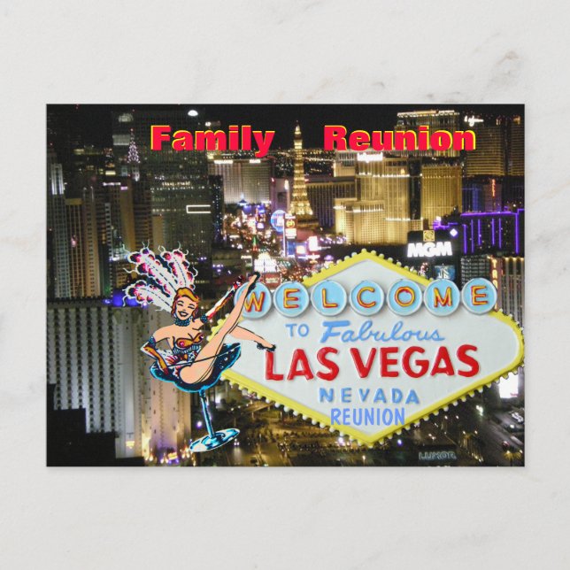 Familjeåterföreningsinbjudan till Las Vegas Inbjudan Vykort (Framsida)