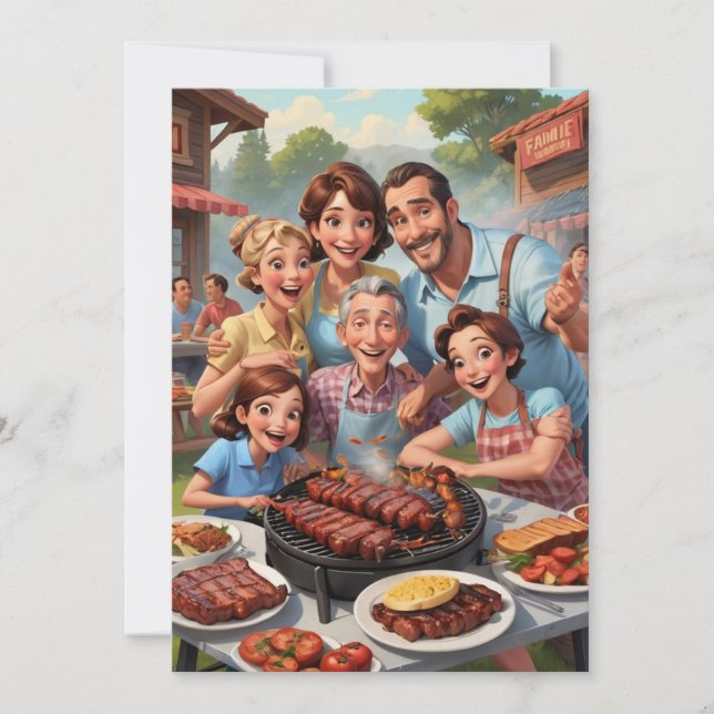 familjeåterföreningsinbjudningar Bbq-cookout Inbjudningar (Framsida)