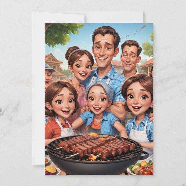 familjeåterföreningsinbjudningar Bbq-cookout Inbjudningar (Framsida)