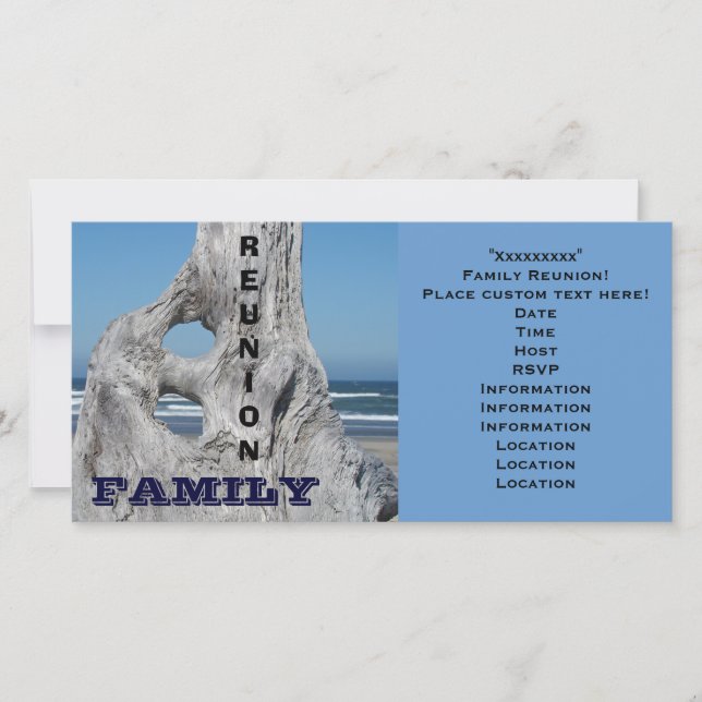 Familjeåterföreningsinbjudningar Ocean strand Blue (Framsida)