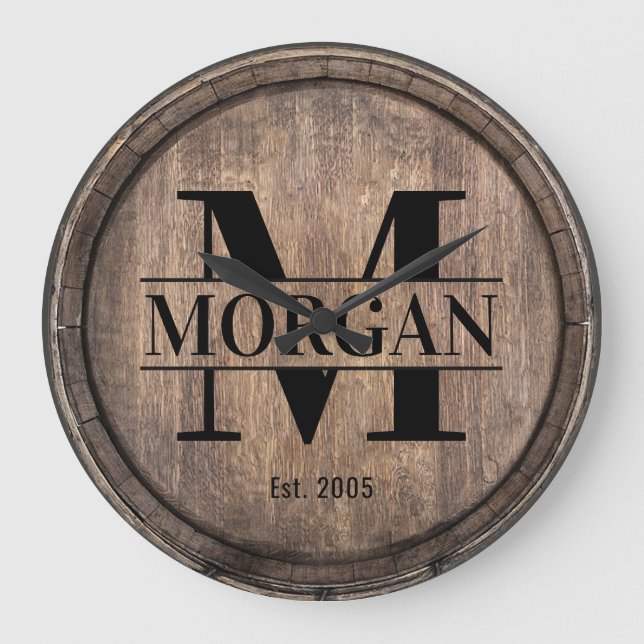 Familjeåterföreningsmonogram för familjen Namn Vin Stor Klocka (Framsida)