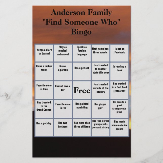 Familjeåterträff Hitta Någon och Prisspel Flygblad (Framsidan)