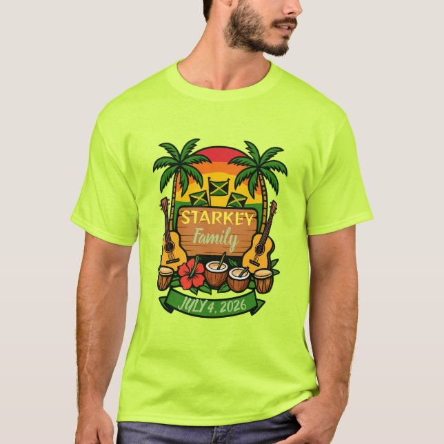 Familjeåterträff jamaicansk stämning t shirt (Framsida)