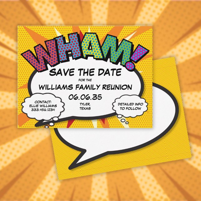 Familjeåterträff Party Spara datum Modernt Roligt  Meddelande Vykort (Family Reunion Party Save the Date Modern Fun Announcement Postcard)