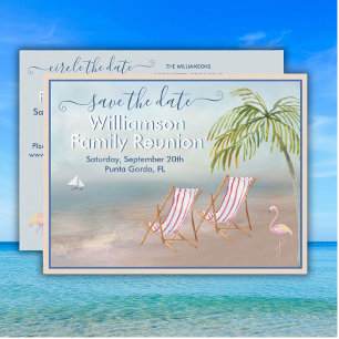 Familjeåterträff Spara datum Beach Sand QR-kod Meddelande Vykort