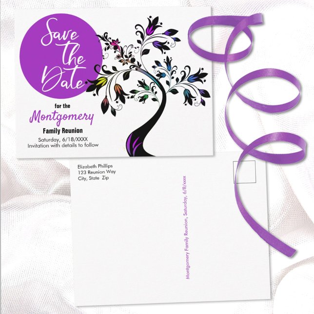 Familjeåterträff Spara Datum Konst Träd Anpassad Meddelande Vykort (Skapare uppladdad)