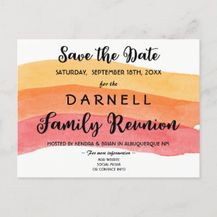Familjeåterträff Warm Paint Brush Save the Date Meddelande Vykort