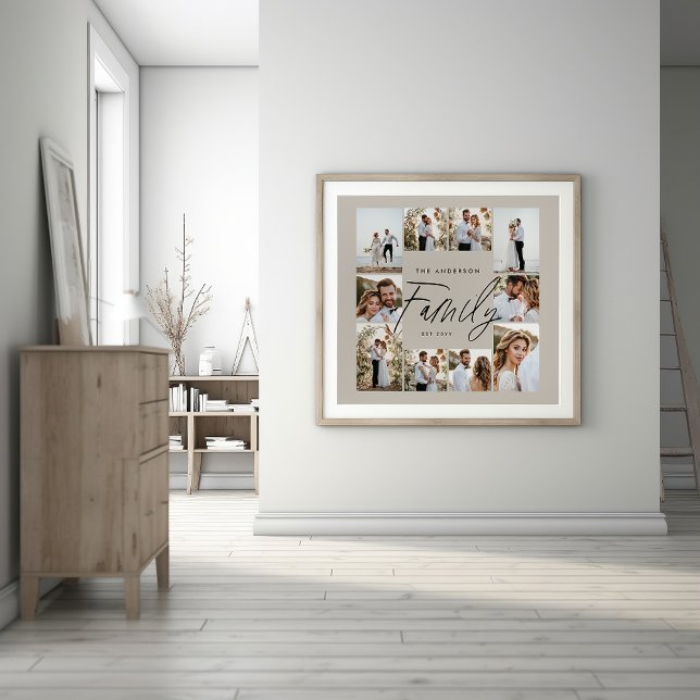 Familjebeige elegant modern minimal fotokollage poster (Skapare uppladdad)