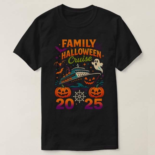 Familjebesättning i Halloween Cruise 2025 T Shirt (Design framsida)
