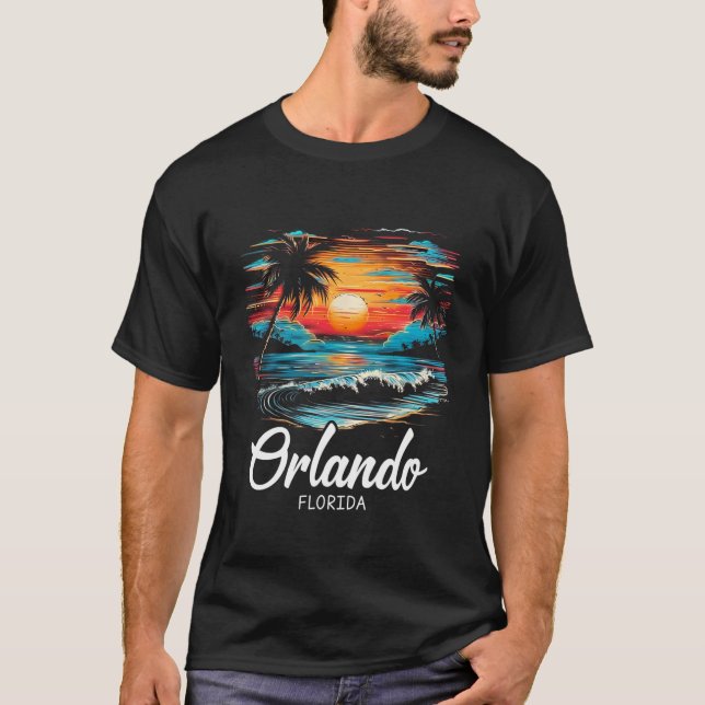 Familjebesök Retro Sunset Florida Orlando T Shirt (Framsida)