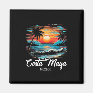 Familjebesök Retro Sunset Mexico Costa Maya Magnet