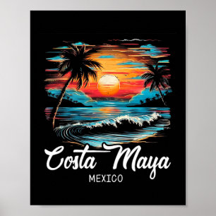 Familjebesök Retro Sunset Mexico Costa Maya Poster