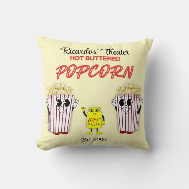 Familjebiograf med varmt smörpopcorn kudde (Framsida)