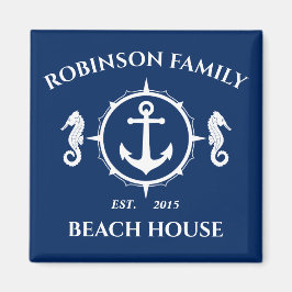 Familjeblått Namn Beach House Seahorse Anchor Navy Magnet