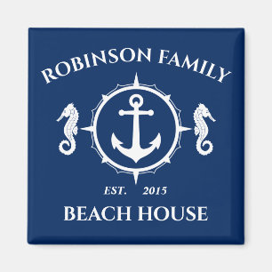 Familjeblått Namn Beach House Seahorse Anchor Navy Magnet