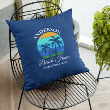 Familjebob Namn Beach House Sol Handflatan Träd Bl