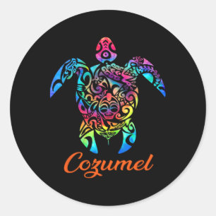 Familjeboende i Cozumel Sea Turtle Vacation Summer Runt Klistermärke