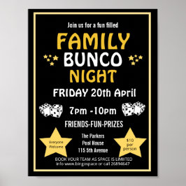 Familjebunco night, bunco party PTA event PTO Poster