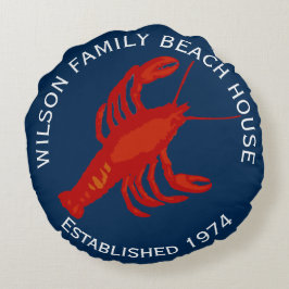 Familjebuss för rund röd lobster rund kudde