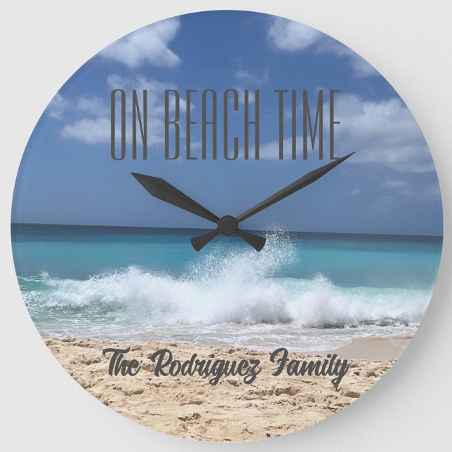 Familjebuss för varje Personlig Stor Klocka (On Beach Time Family Beach Home Clock, Beach House, Summer House Decor, Housewarming Gift)
