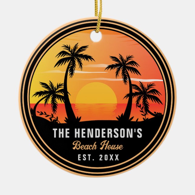 Familjebuss i Namn Retro Sunset Souvenirs 60-talet Julgransprydnad Keramik (Framsidan)