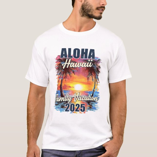 Familjebyte Aloha Hawaii 2025, sommaren Resa Matc T Shirt (Framsida)
