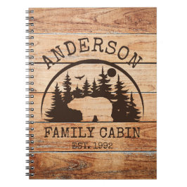 Familjecabin Namn Personlig Rustic wooden Anteckningsbok