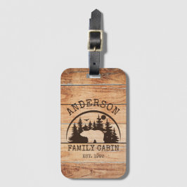 Familjecabin Namn Personlig Rustic wooden Bagagebricka