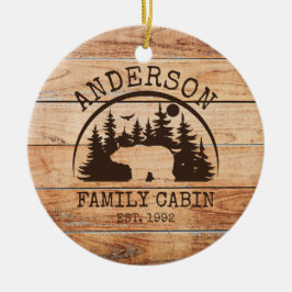 Familjecabin Namn Personlig Rustic wooden Julgransprydnad Keramik