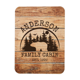 Familjecabin Namn Personlig Rustic wooden Magnet