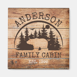 Familjecabin Namn Personlig Rustic wooden Magnet