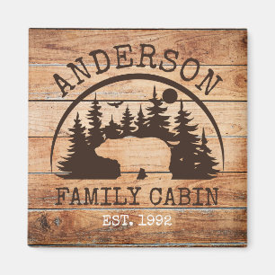 Familjecabin Namn Personlig Rustic wooden Magnet