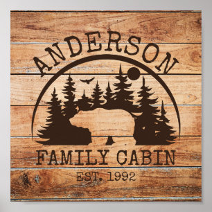 Familjecabin Namn Personlig Rustic wooden Poster
