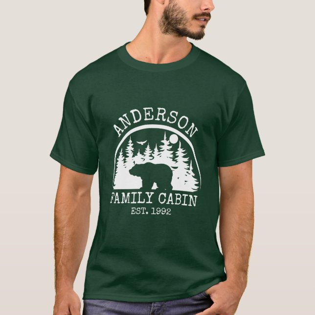 Familjecabin Namn Personlig Rustic wooden T Shirt (Framsida)