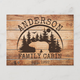 Familjecabin Namn Personlig Rustic wooden Vykort