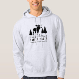 FamiljeCabin Rustic Moose Gräs Träd Silhouette Hoodie